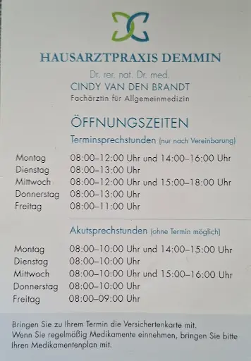 Hausarztpraxis Demmin - Dr. rer. nat. Dr. med. Cindy van den Brandt