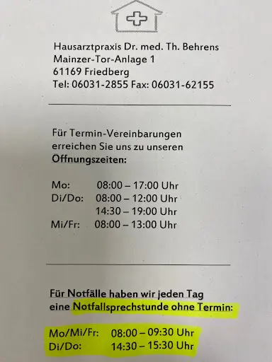 Dr.med. Thomas Behrens Facharzt für Allgemeinmedizin