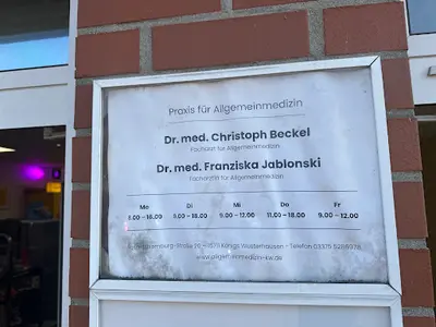 Praxis für Allgemeinmedizin Dr. med. Christoph Beckel / Dr. med. Franziska Jablonski