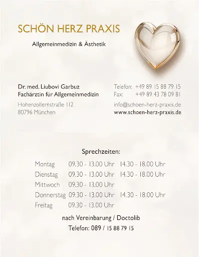 SCHÖNHERZPRAXIS Fachärztin für Allgemeinmedizin & Ästhetik Fr. Liubovi Garbuz